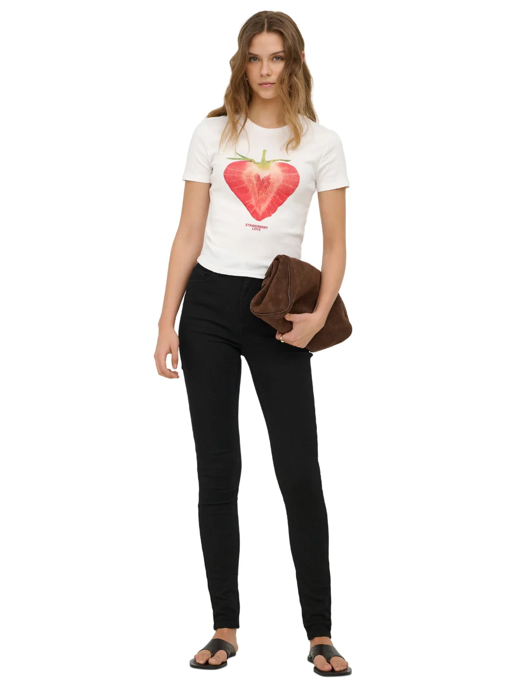 Camiseta ONLY Princess Strawberry Blanco | Bicos de Fío