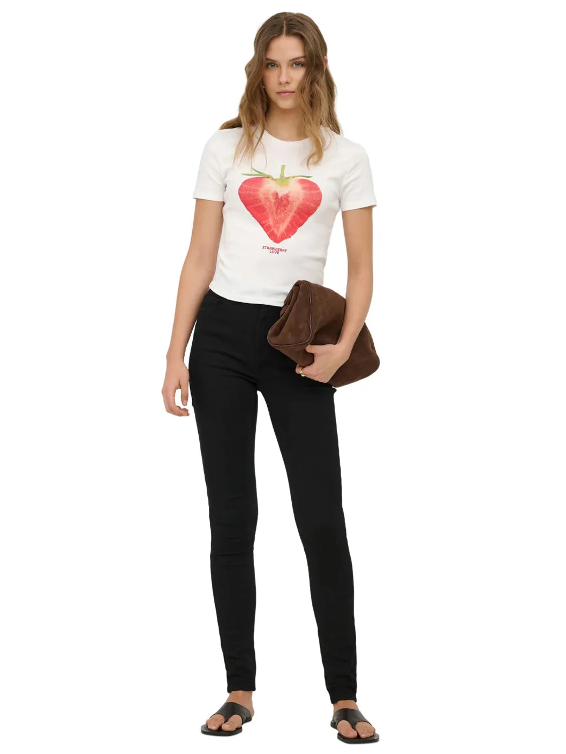 Camiseta ONLY Princess Strawberry Blanco | Bicos de Fío