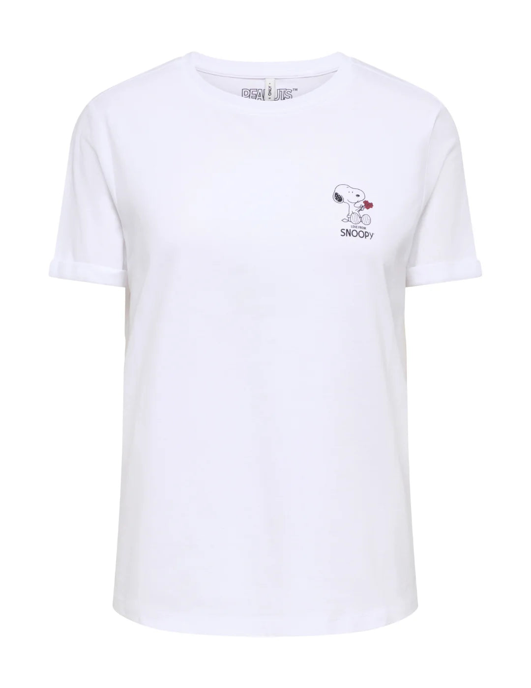 Camiseta ONLY Snoopy Flowers Blanco | Bicos de Fío