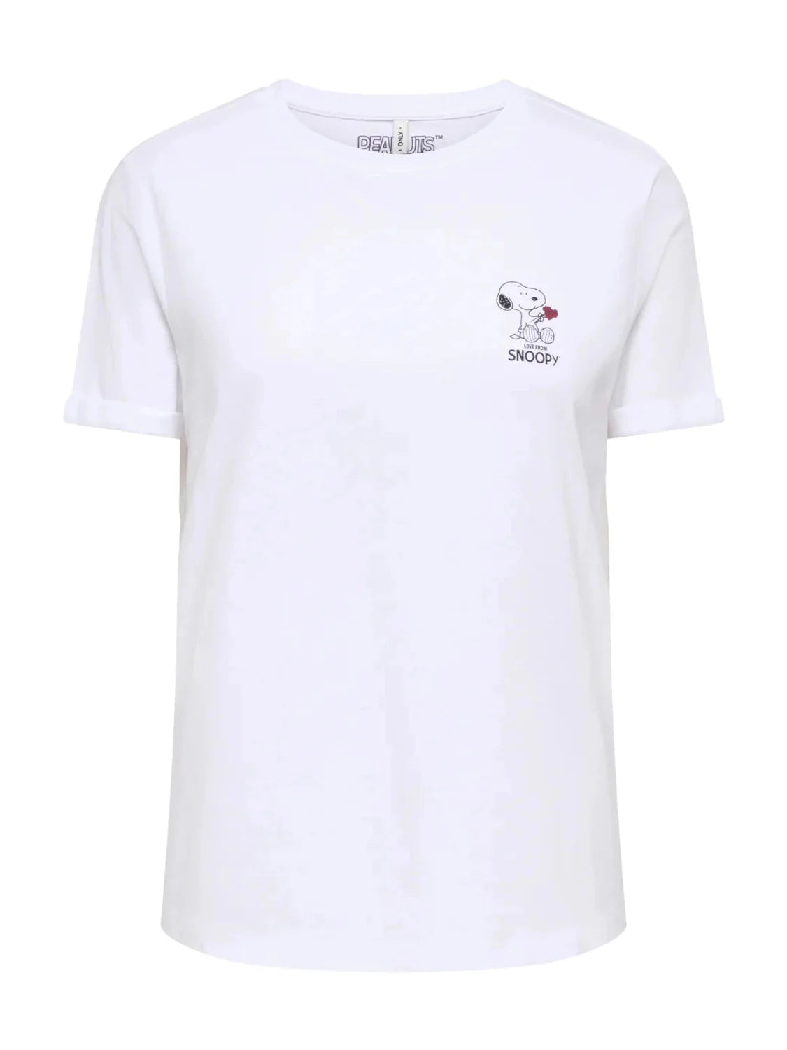 Camiseta ONLY Snoopy Flowers Blanco | Bicos de Fío