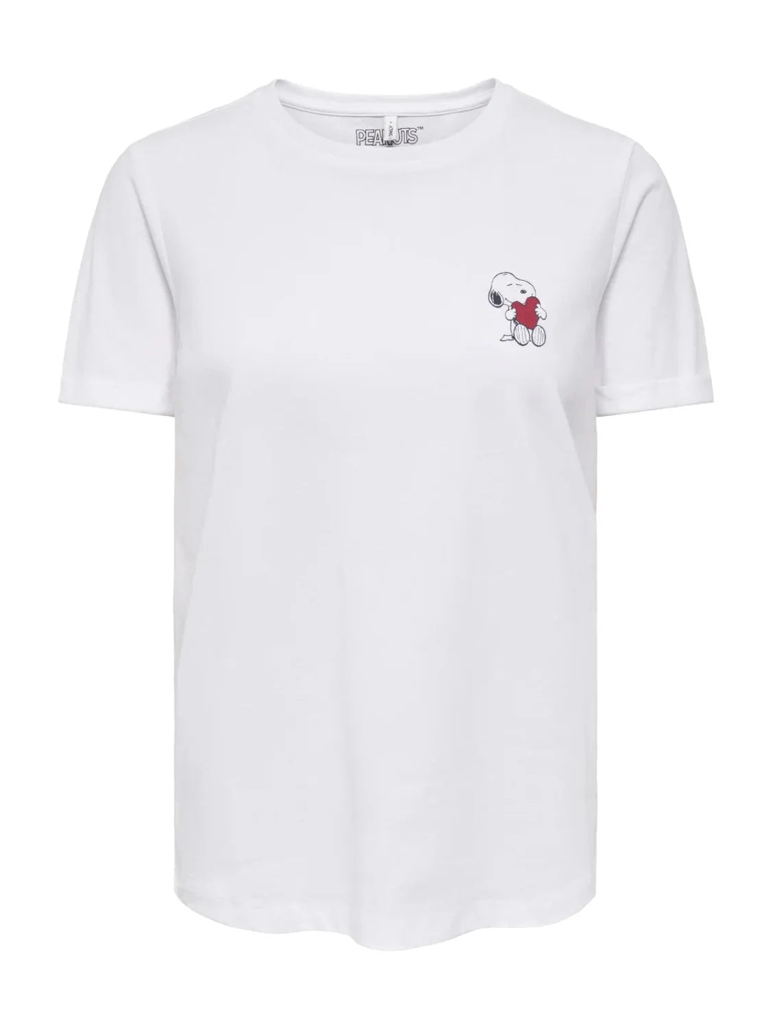 Camiseta ONLY Snoopy Heart Blanco | Bicos de Fío