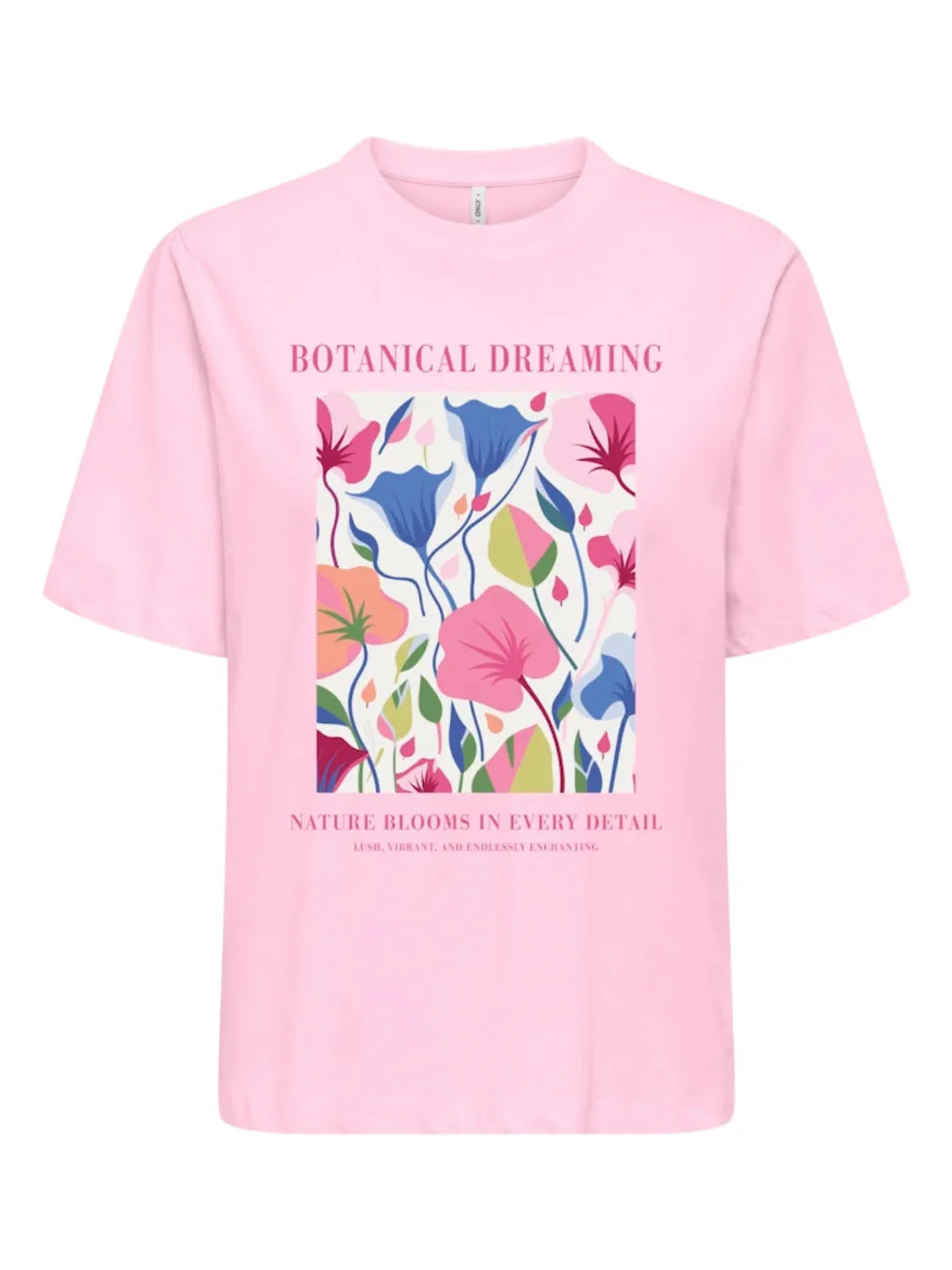 Camiseta ONLY Trudy Botanical Rosa | Bicos de Fío