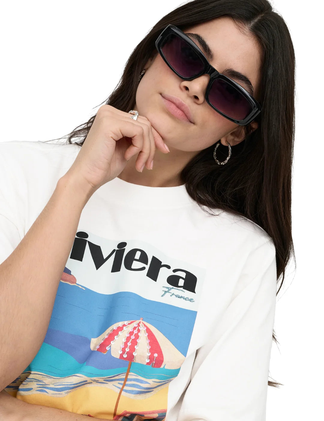 Camiseta ONLY Vega Riviera Blanco | Bicos de Fío