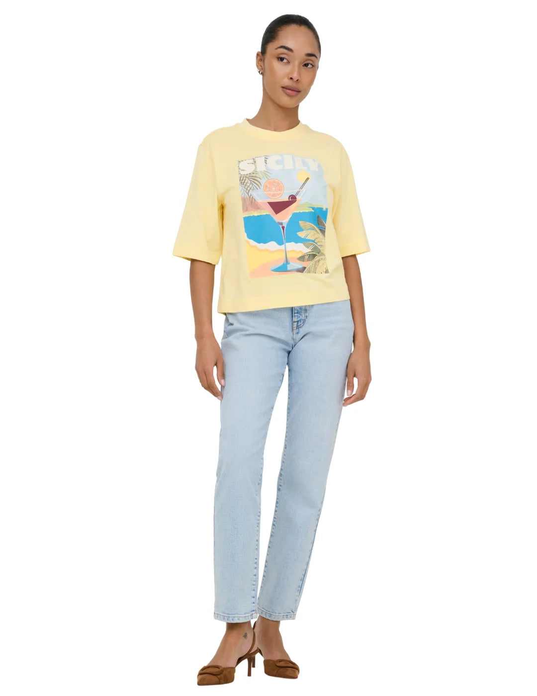 Camiseta ONLY Vega Sicily Amarillo | Bicos de Fío