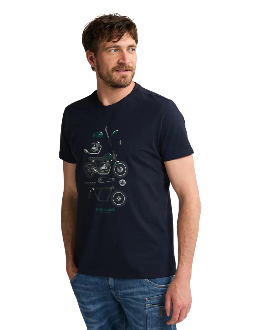Camiseta Petrol Industries Pine Ridge Azul Marino | Bicos de Fío