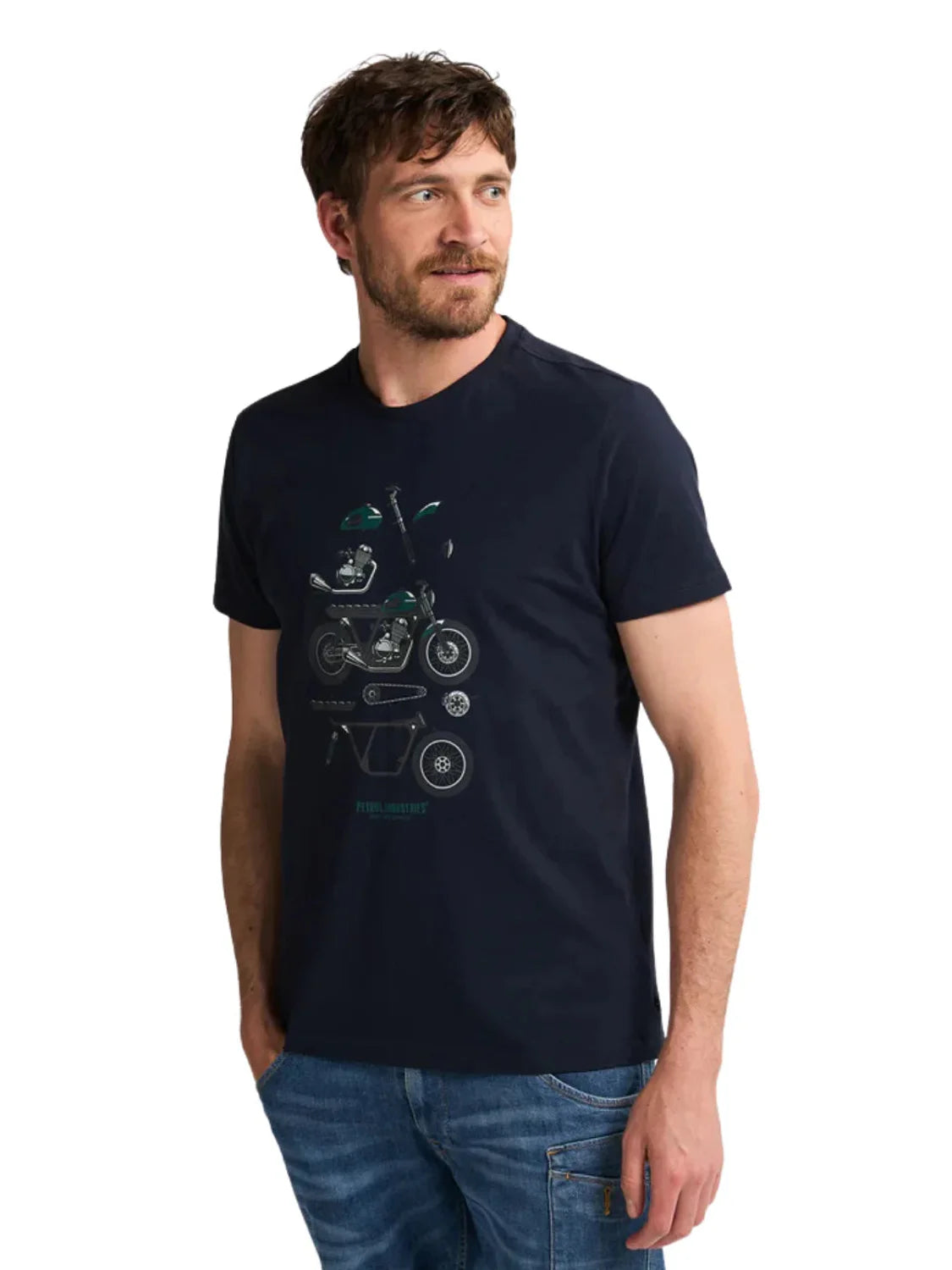 Camiseta Petrol Industries Pine Ridge Azul Marino | Bicos de Fío