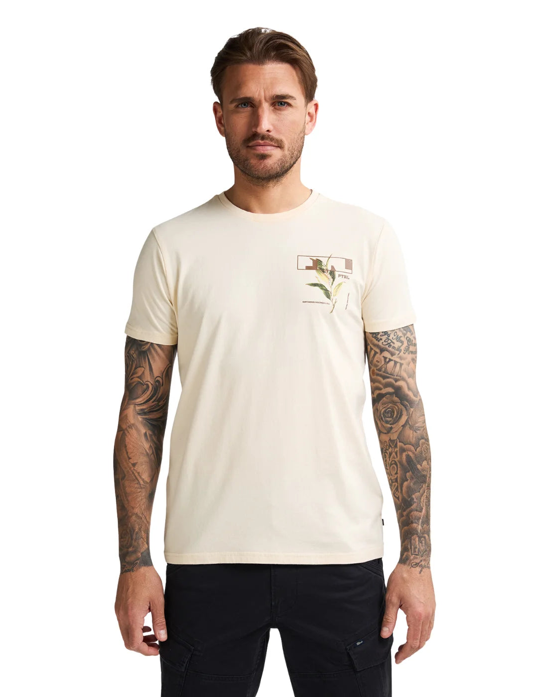 Camiseta Petrol Industries Zion Beige | Bicos de Fío