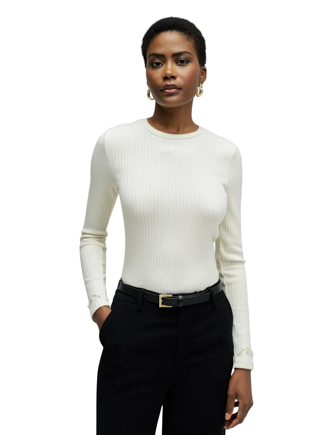 Camiseta M/L Punto Acanalado Salsa Jeans Crudo | Bicos de Fío