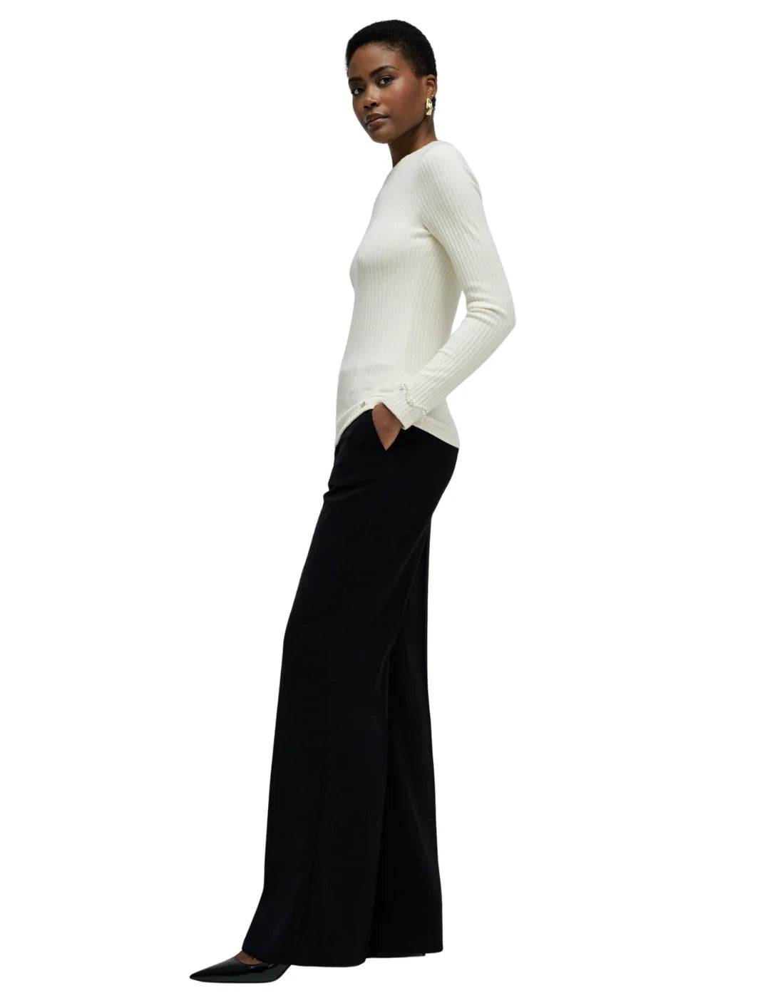 Camiseta M/L Punto Acanalado Salsa Jeans Crudo | Bicos de Fío