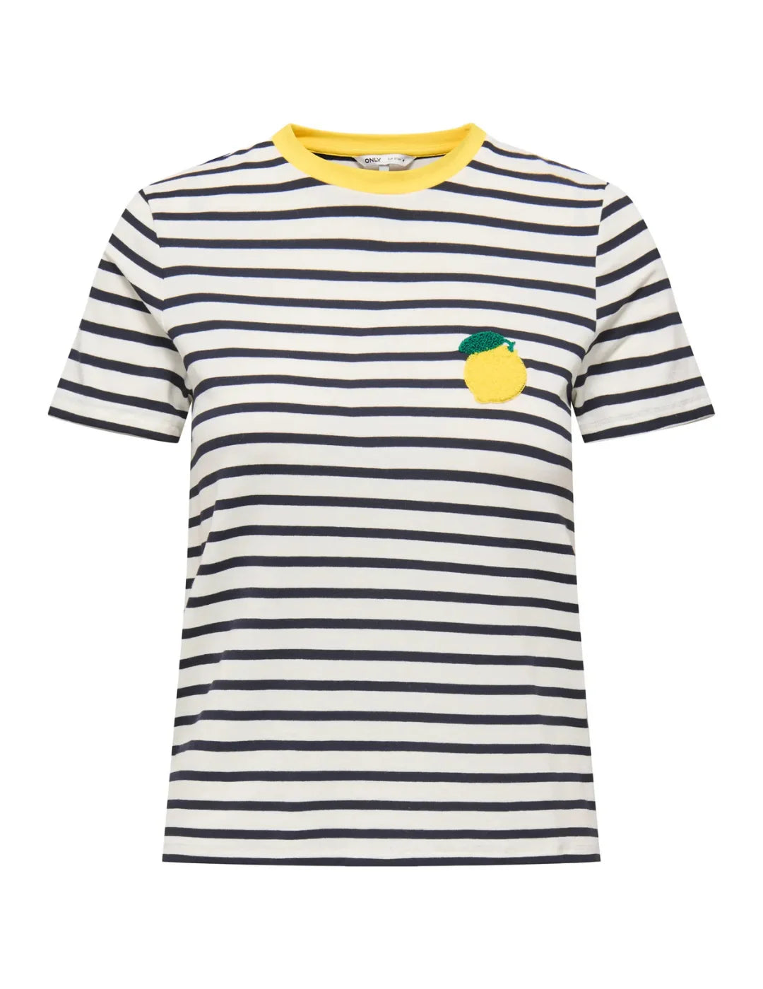 Camiseta Rayas ONLY Heart Lemon Azul Marino | Bicos de Fío