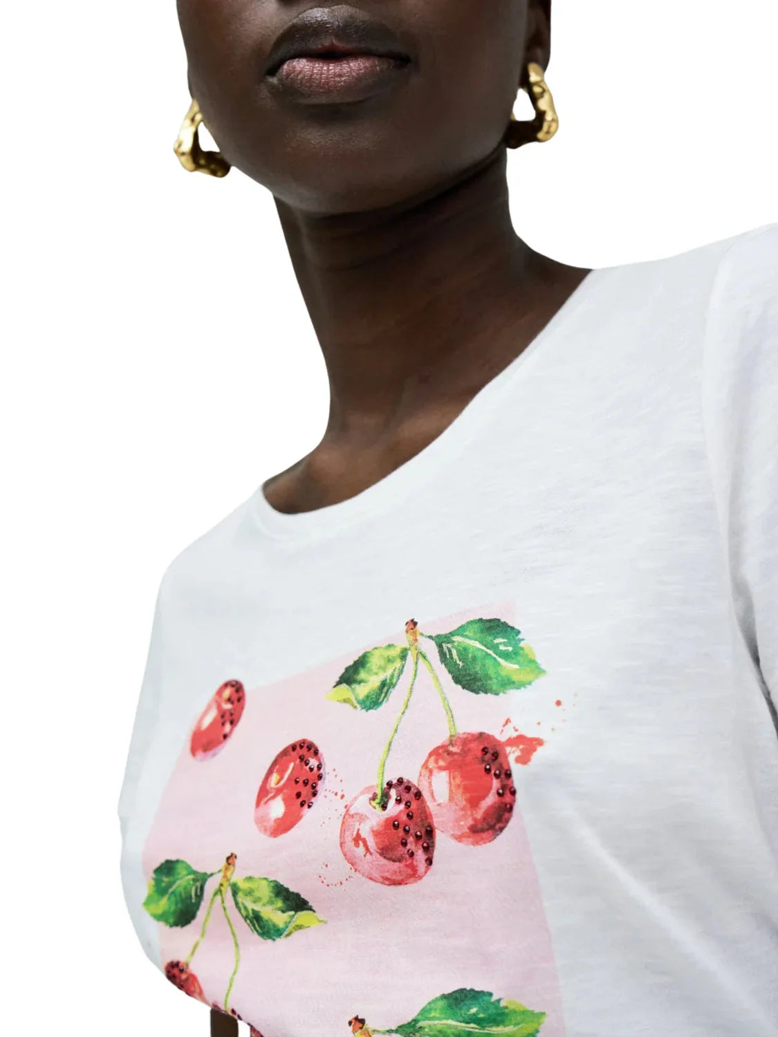 Camiseta Salsa Jeans Cerezas Blanco | Bicos de Fío