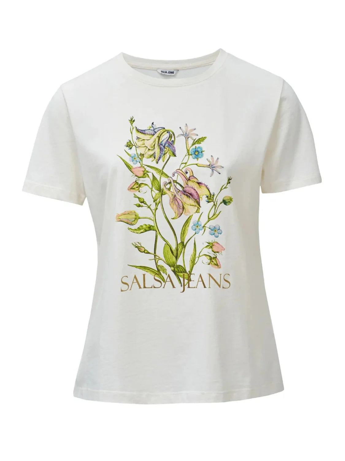 Camiseta Salsa Jeans Flower Print Blanco | Bicos de Fío