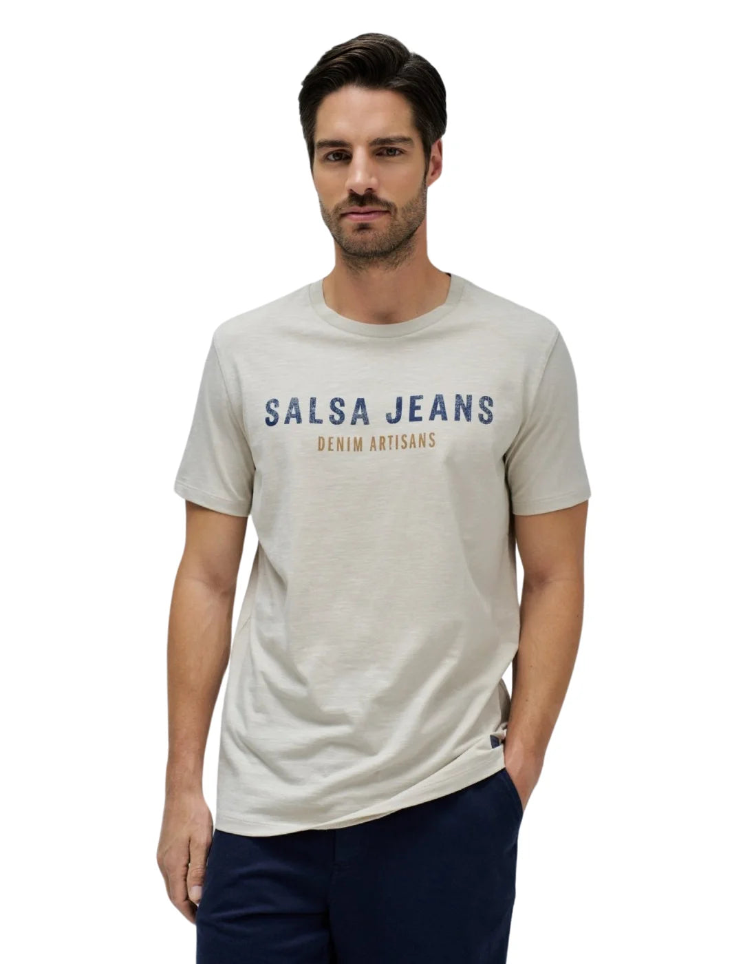 Camiseta Salsa Jeans Logo Washed Beige | Bicos de Fío