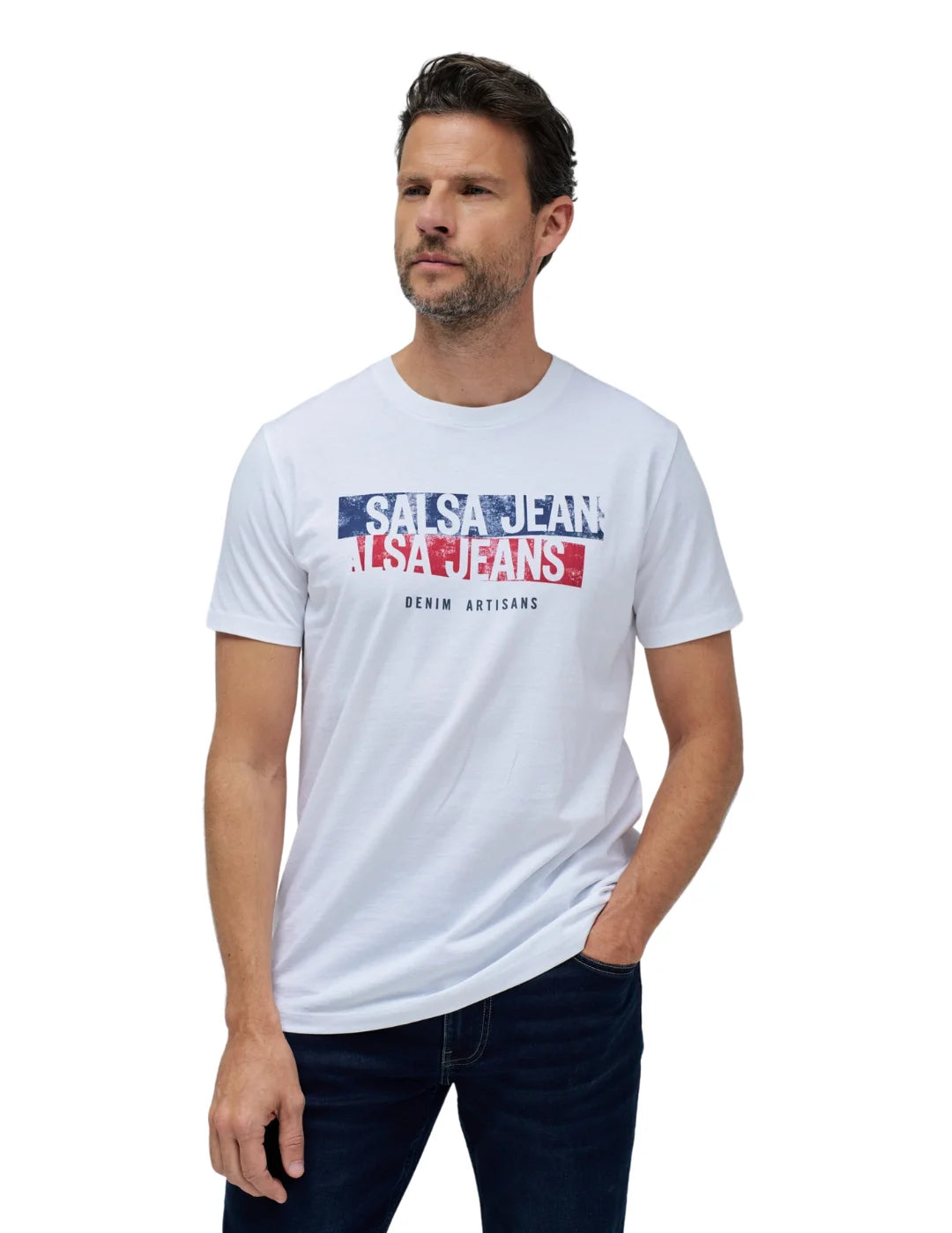 Camiseta Salsa Jeans Logo Artisans Blanco | Bicos de Fío