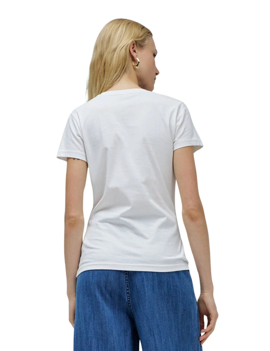 Camiseta Salsa Jeans Logo Cuentas Blanco | Bicos de Fío