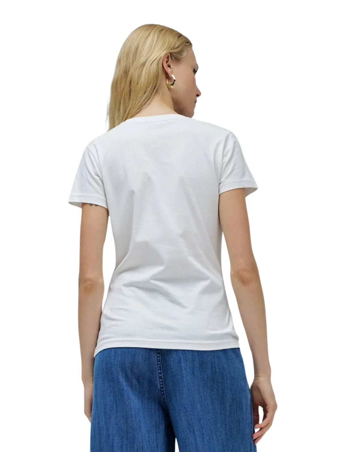 Camiseta Salsa Jeans Logo Cuentas Blanco | Bicos de Fío