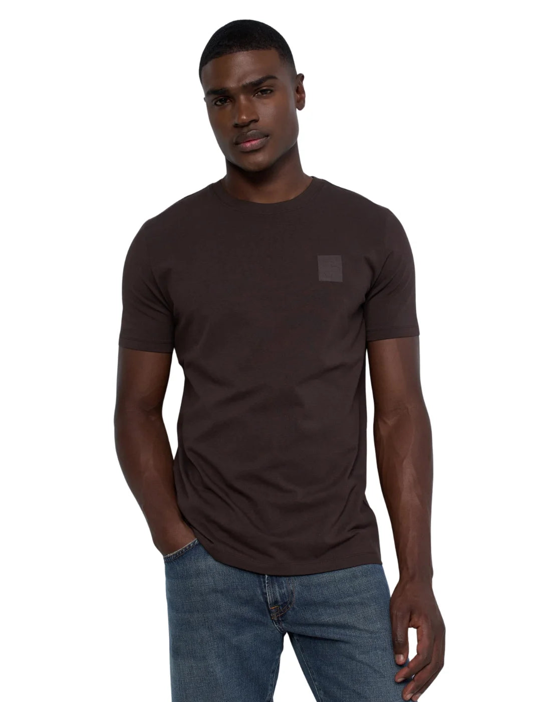 Camiseta Salsa Jeans Logo Marrón Chocolate | Bicos de Fío