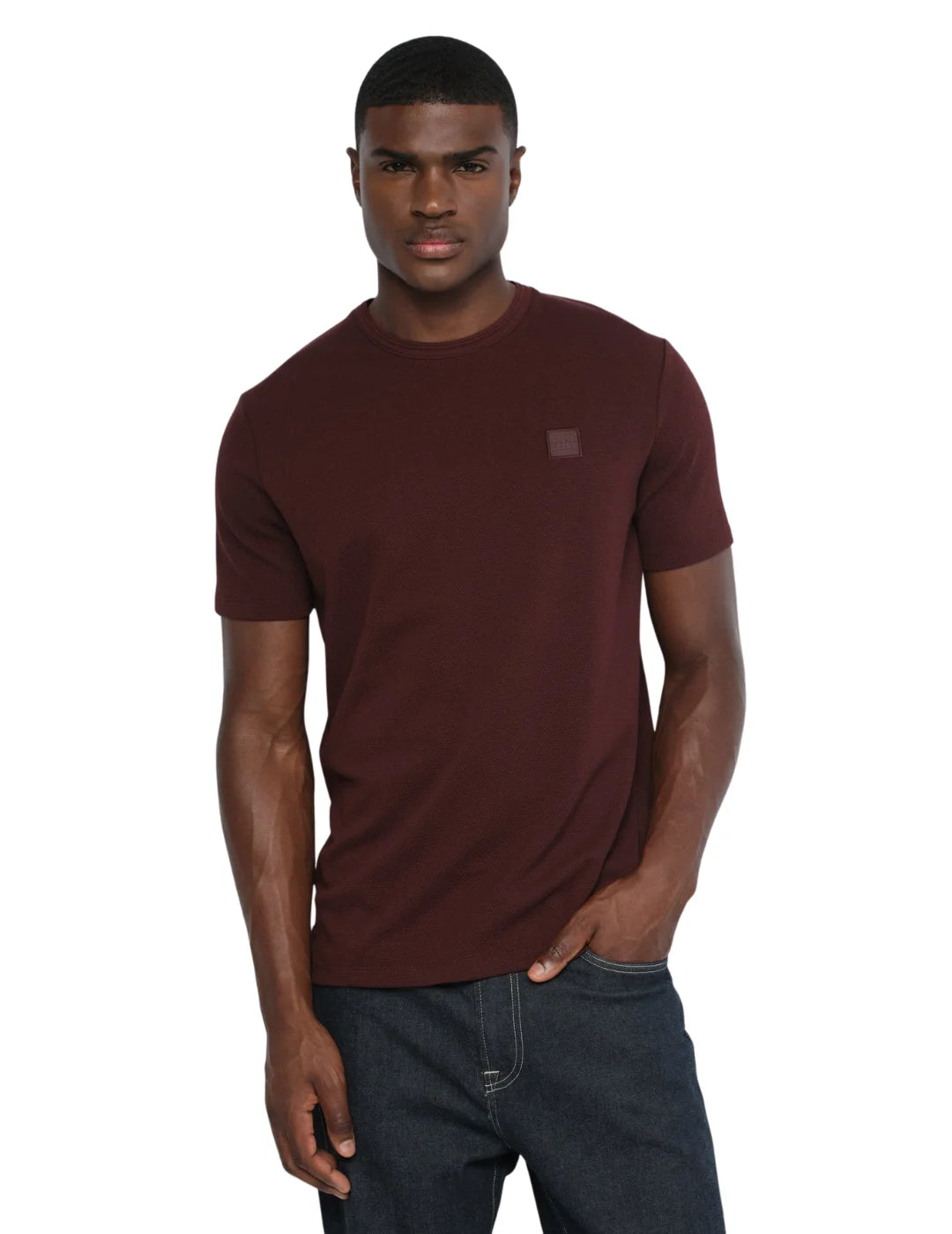 Camiseta Textura Logo Salsa Jeans Granate | Bicos de Fío
