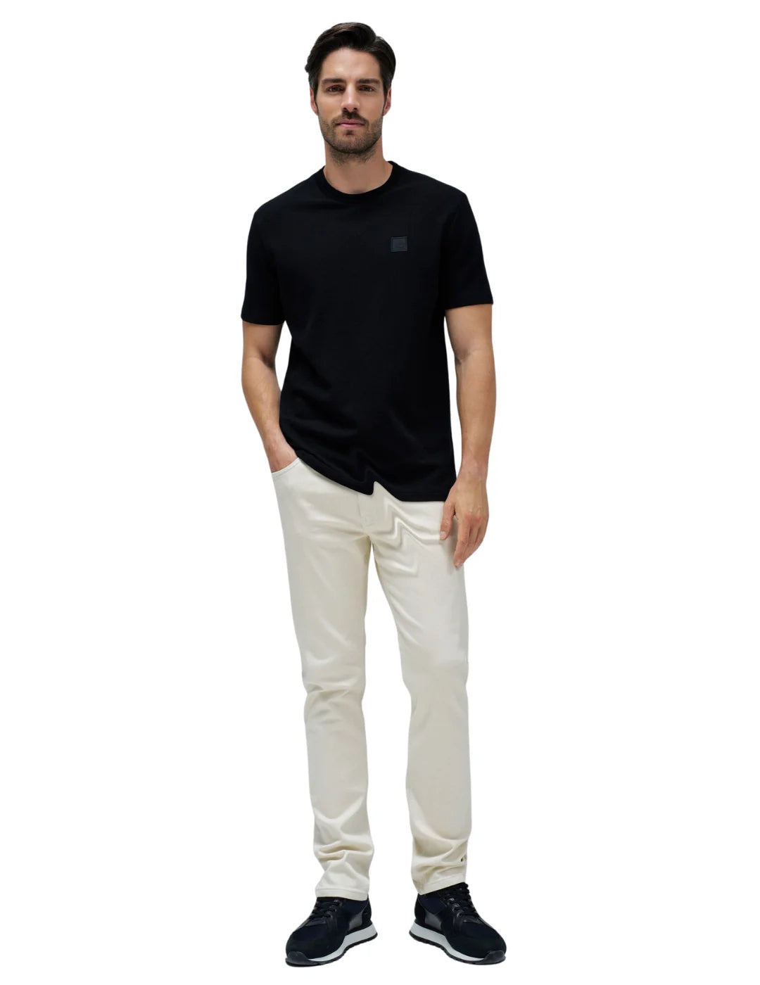 Camiseta Textura Logo Salsa Jeans Negro | Bicos de Fío