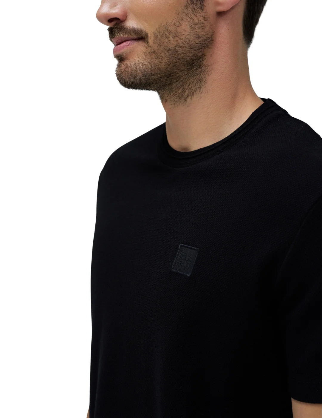 Camiseta Textura Logo Salsa Jeans Negro | Bicos de Fío