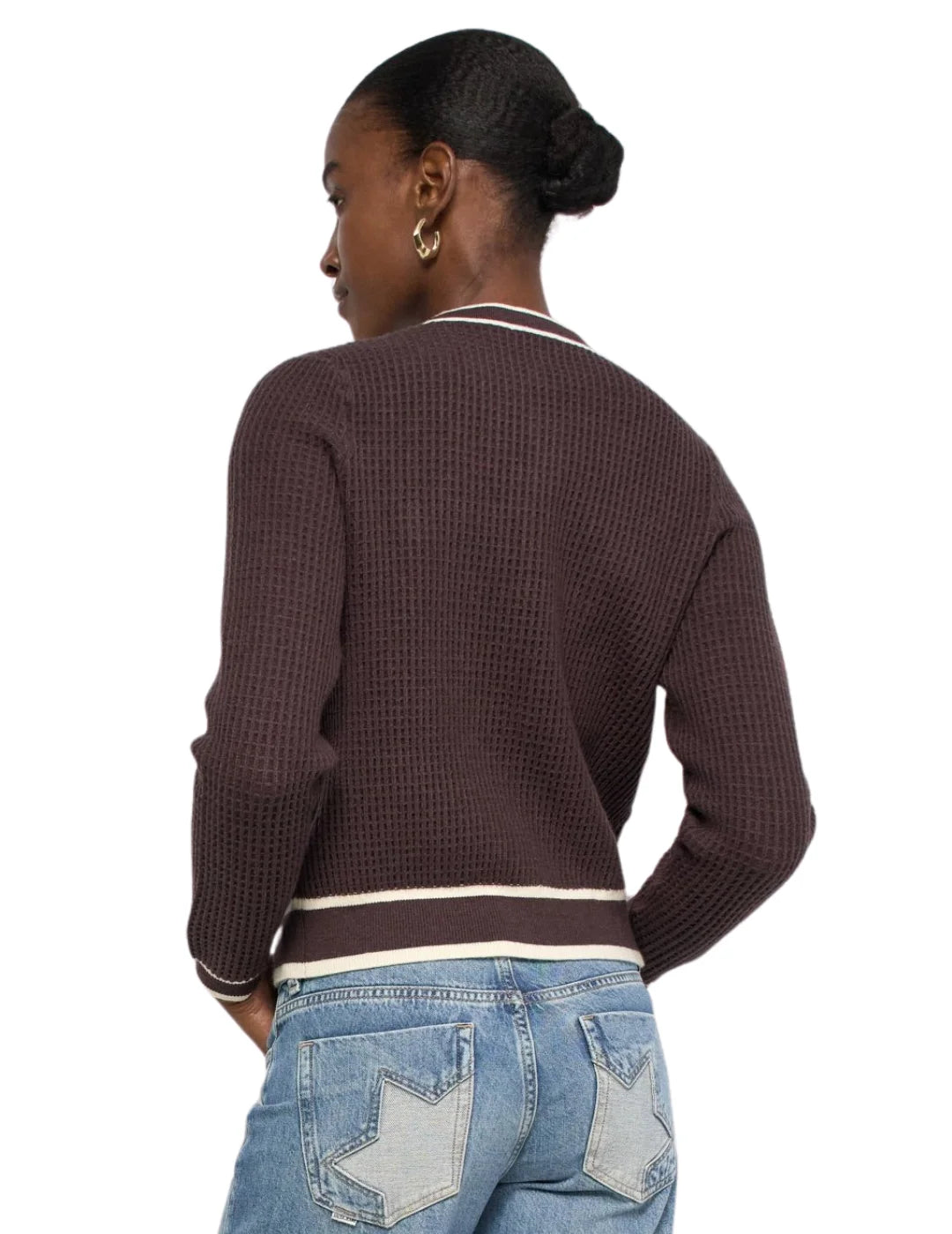 Cárdigan Botones Salsa Jeans Marrón | Bicos de Fío
