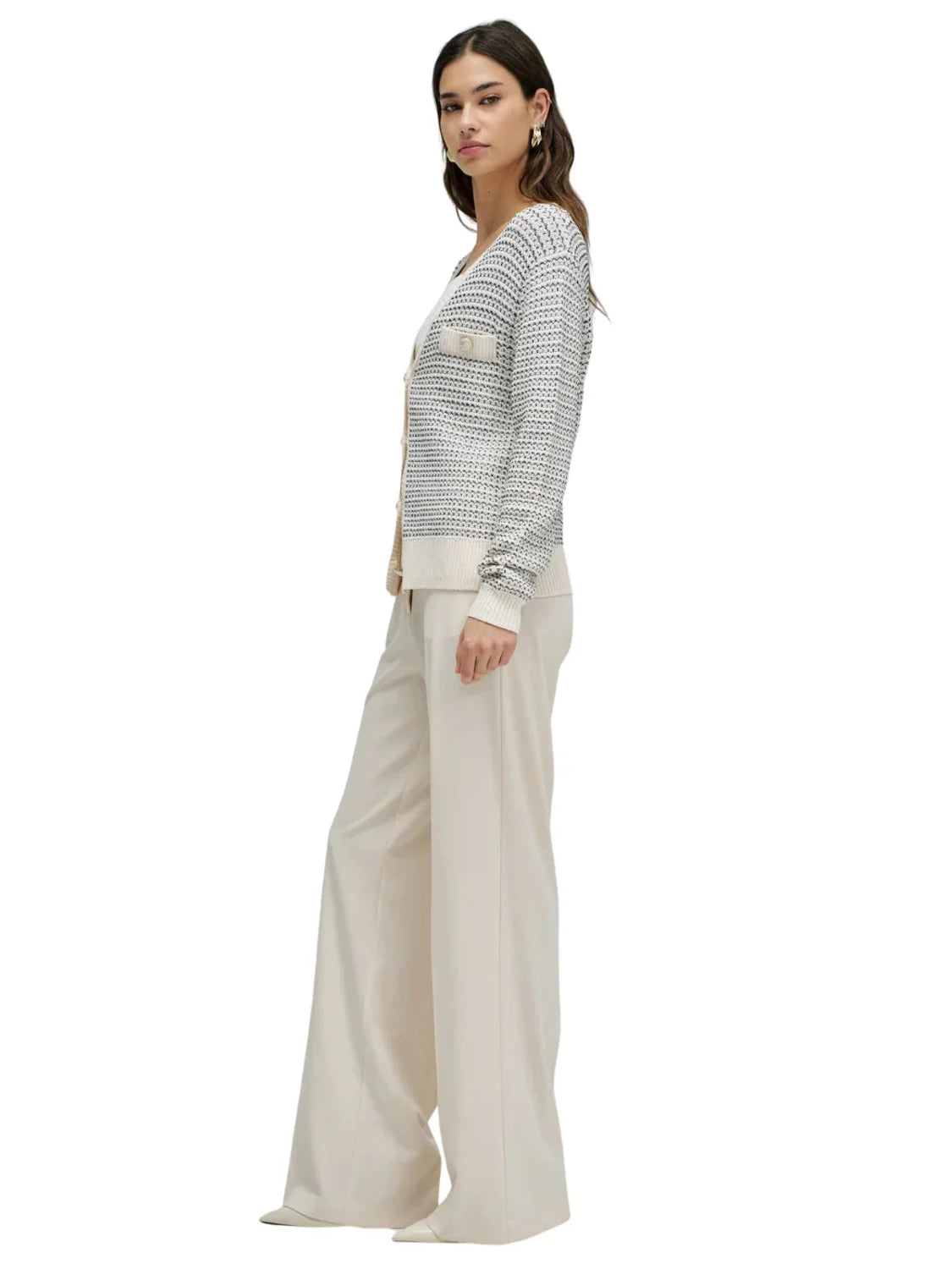Cárdigan Lurex Salsa Jeans Beige | Bicos de Fío