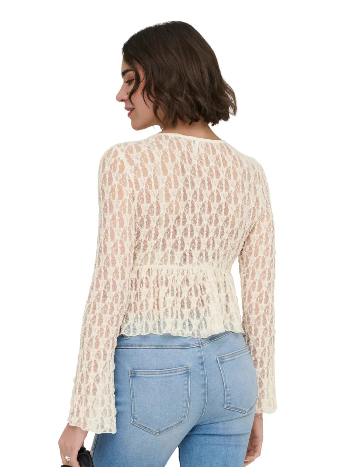 Cárdigan ONLY Aya Lace Crudo | Bicos de Fío