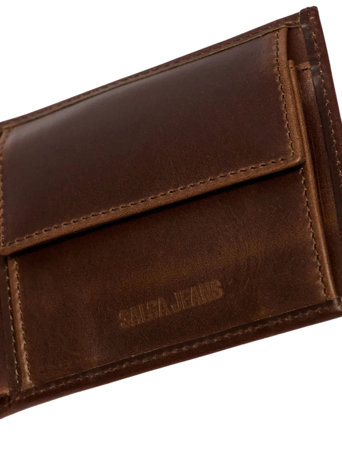 Cartera Cuero Salsa Jeans Logo Marrón | Bicos de Fío