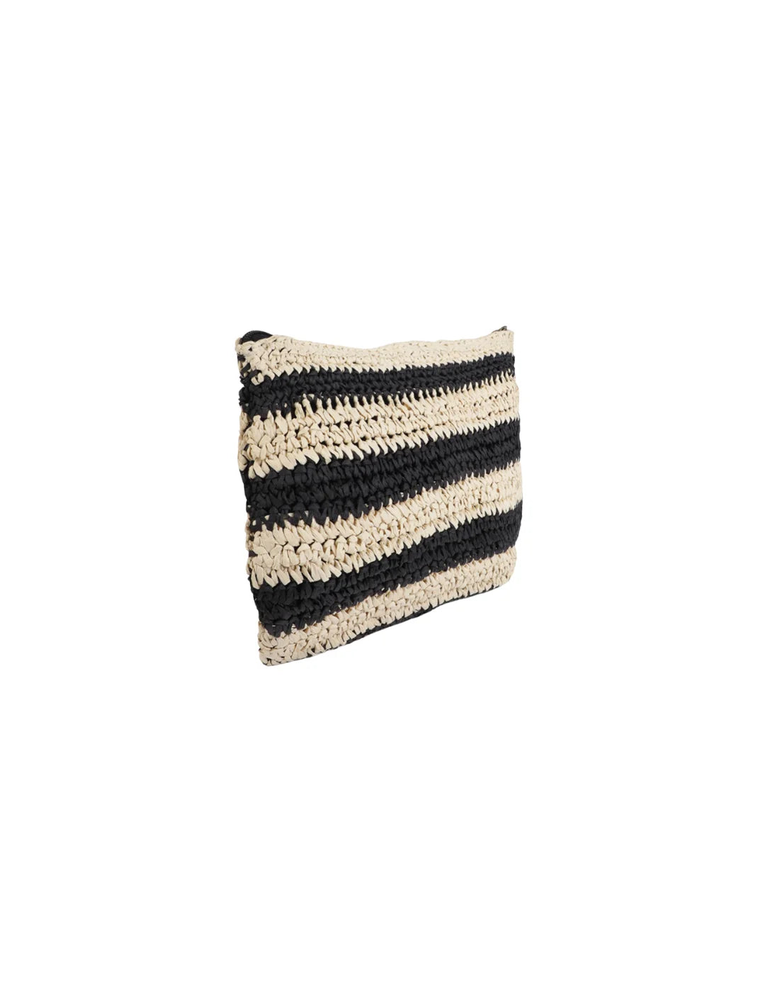 Cartera Rafia Lola Casademunt Rayas Bordado Negro | Bicos de Fío