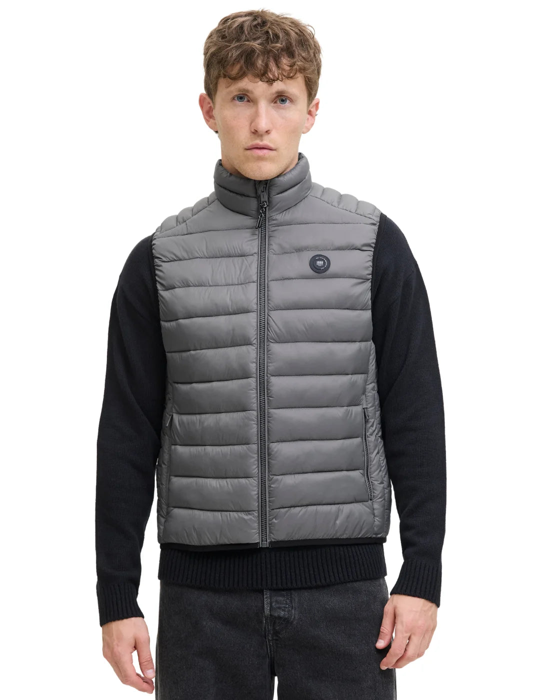 Chaleco Acolchado Jack&Jones Bradley Gris | Bicos de Fío