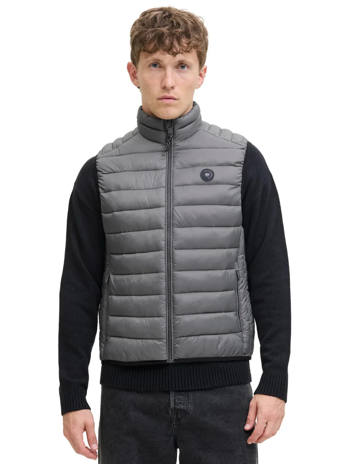 Chaleco Acolchado Jack&Jones Bradley Gris | Bicos de Fío