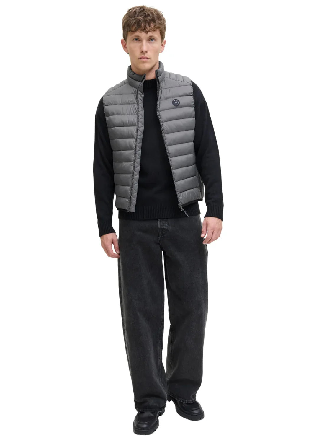 Chaleco Acolchado Jack&Jones Bradley Gris | Bicos de Fío