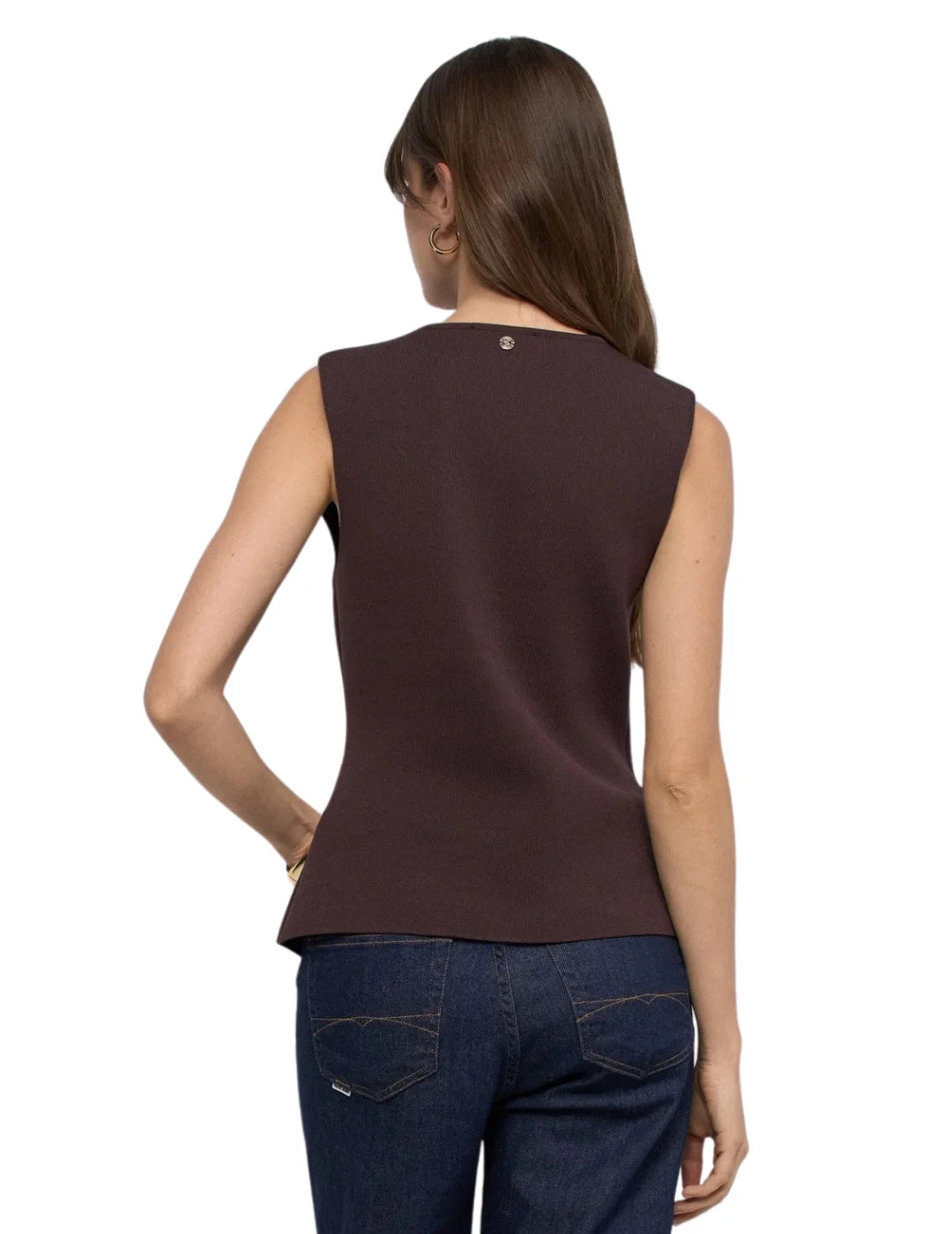 Chaleco Punto Salsa Jeans Marrón | Bicos de Fío