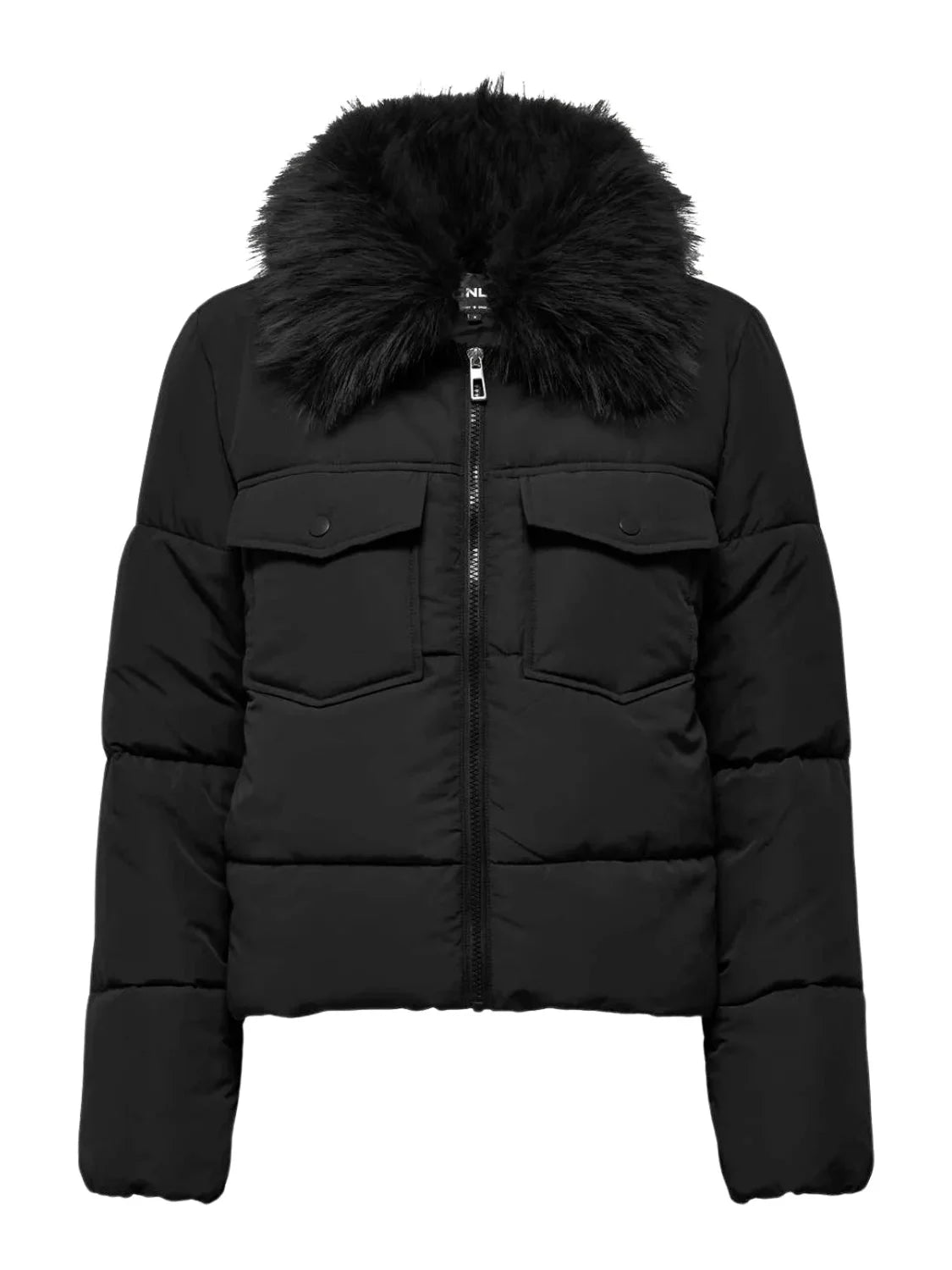 Chaqueta Acolchada Cuello Pelo Only Onlmaggi Negro | Bicos de Fío