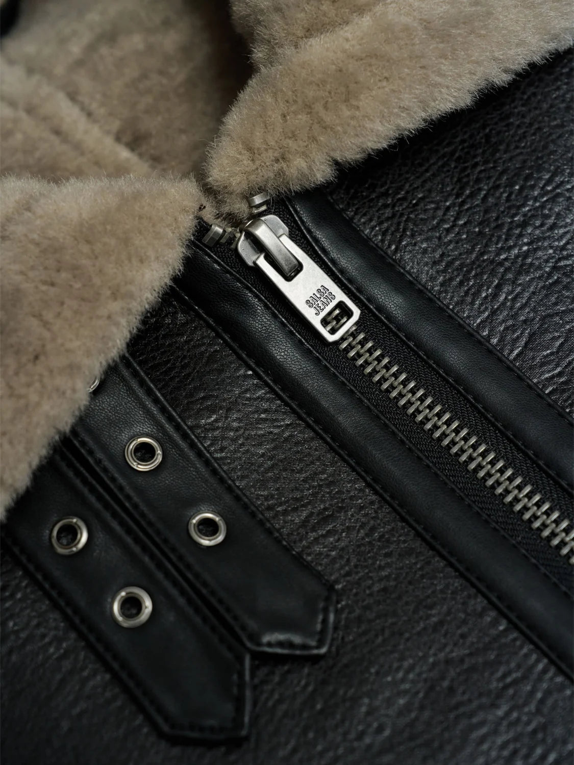Chaqueta Shearling Salsa Jeans Marrón Oscuro | Bicos de Fío