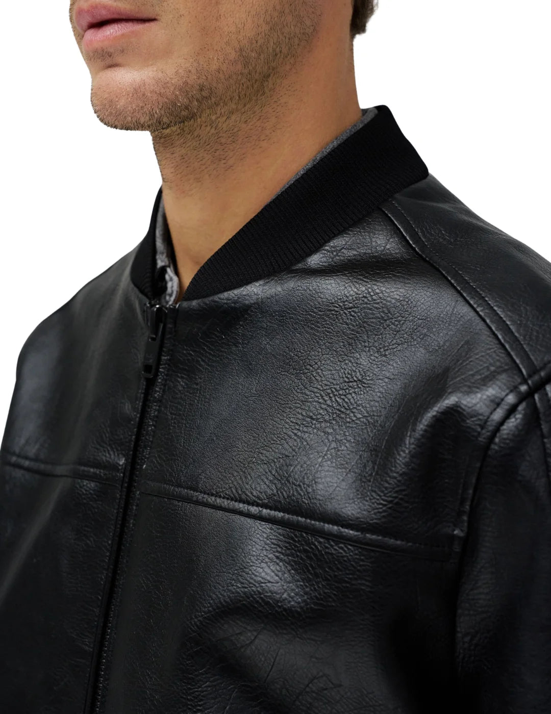 Chaqueta Bomber Efecto Piel Salsa Jeans Negro | Bicos de Fío