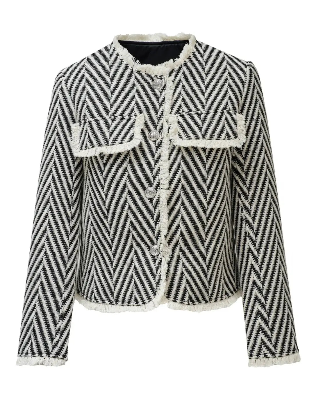Chaqueta Tweed Lana Salsa Jeans Negro | Bicos de Fío