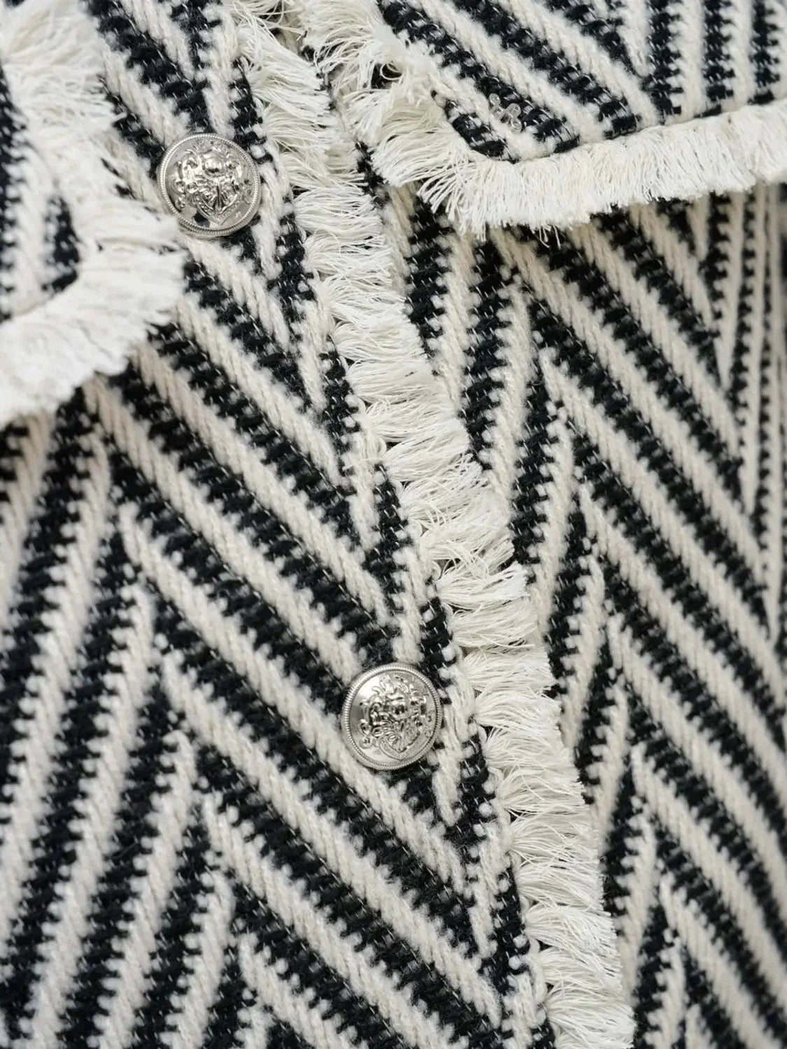 Chaqueta Tweed Lana Salsa Jeans Negro | Bicos de Fío