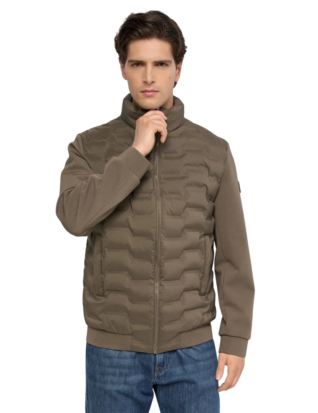 Chaqueta Mezcla Materiales Salsa Jeans Verde | Bicos de Fío