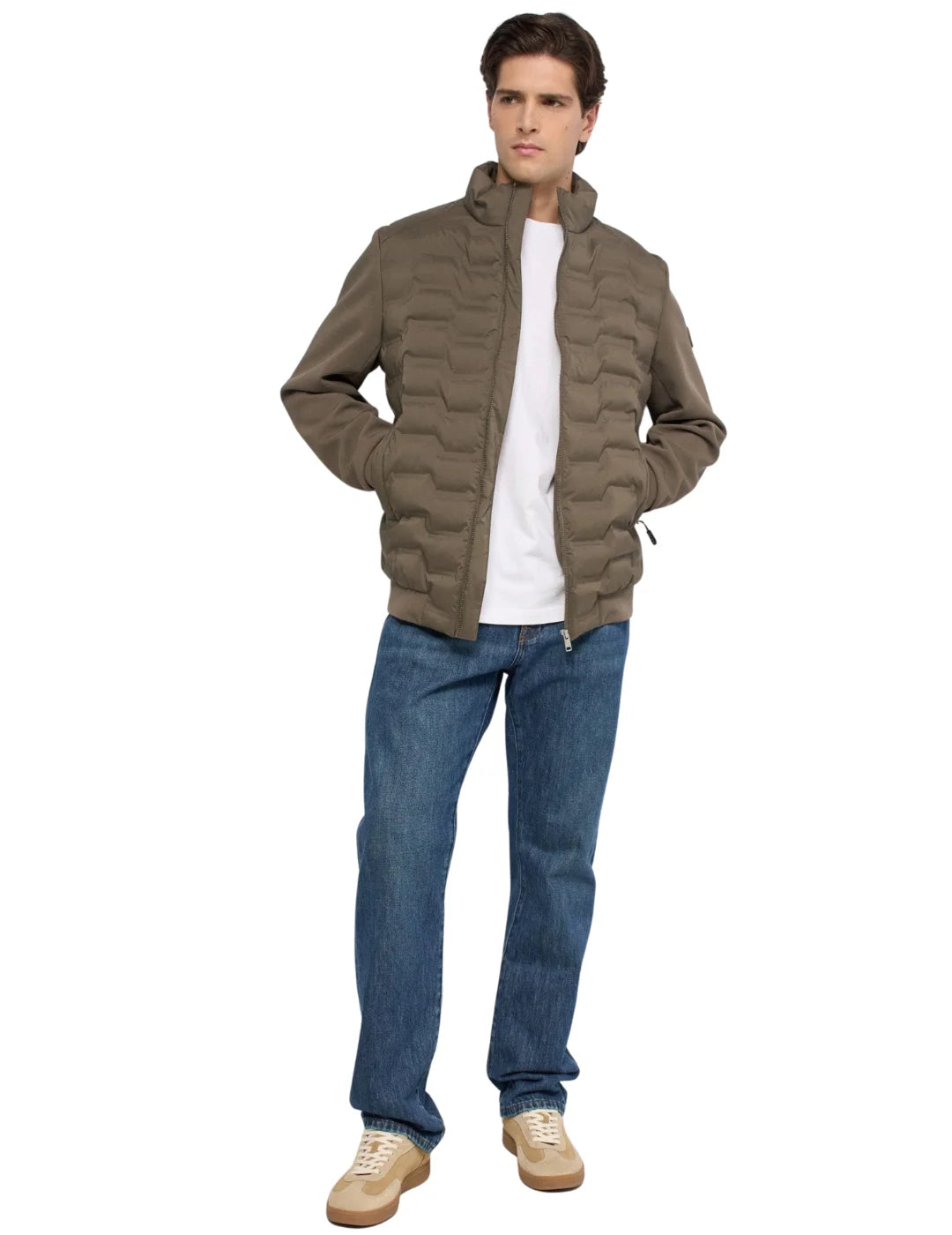 Chaqueta Mezcla Materiales Salsa Jeans Verde | Bicos de Fío