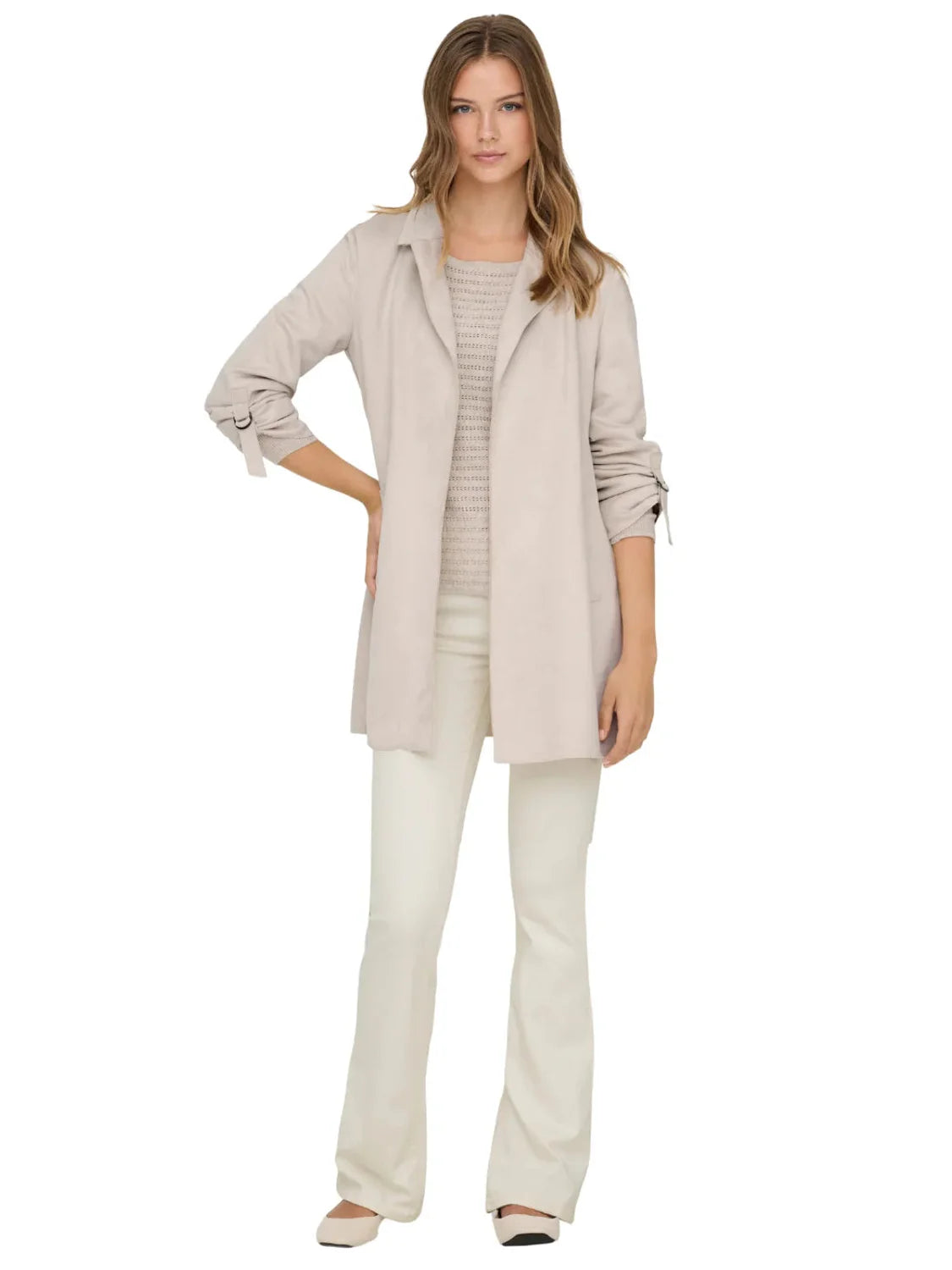 Abrigo De Ante ONLY Joline Beige | Bicos de Fío