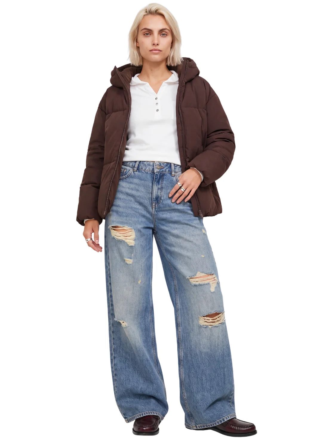 Chaqueta Puffer JJXX Galaxy Marrón Java | Bicos de Fío
