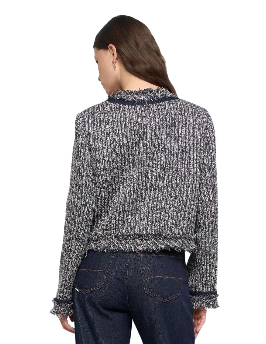 Chaqueta Tweed Salsa Jeans Flecos Azul | Bicos de Fío