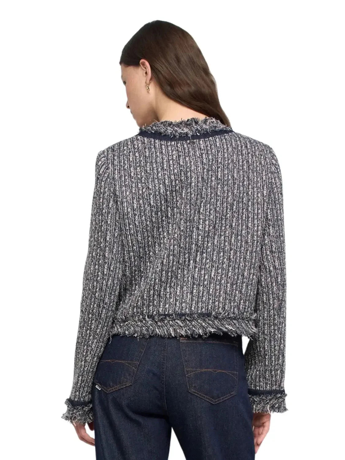 Chaqueta Tweed Salsa Jeans Flecos Azul | Bicos de Fío