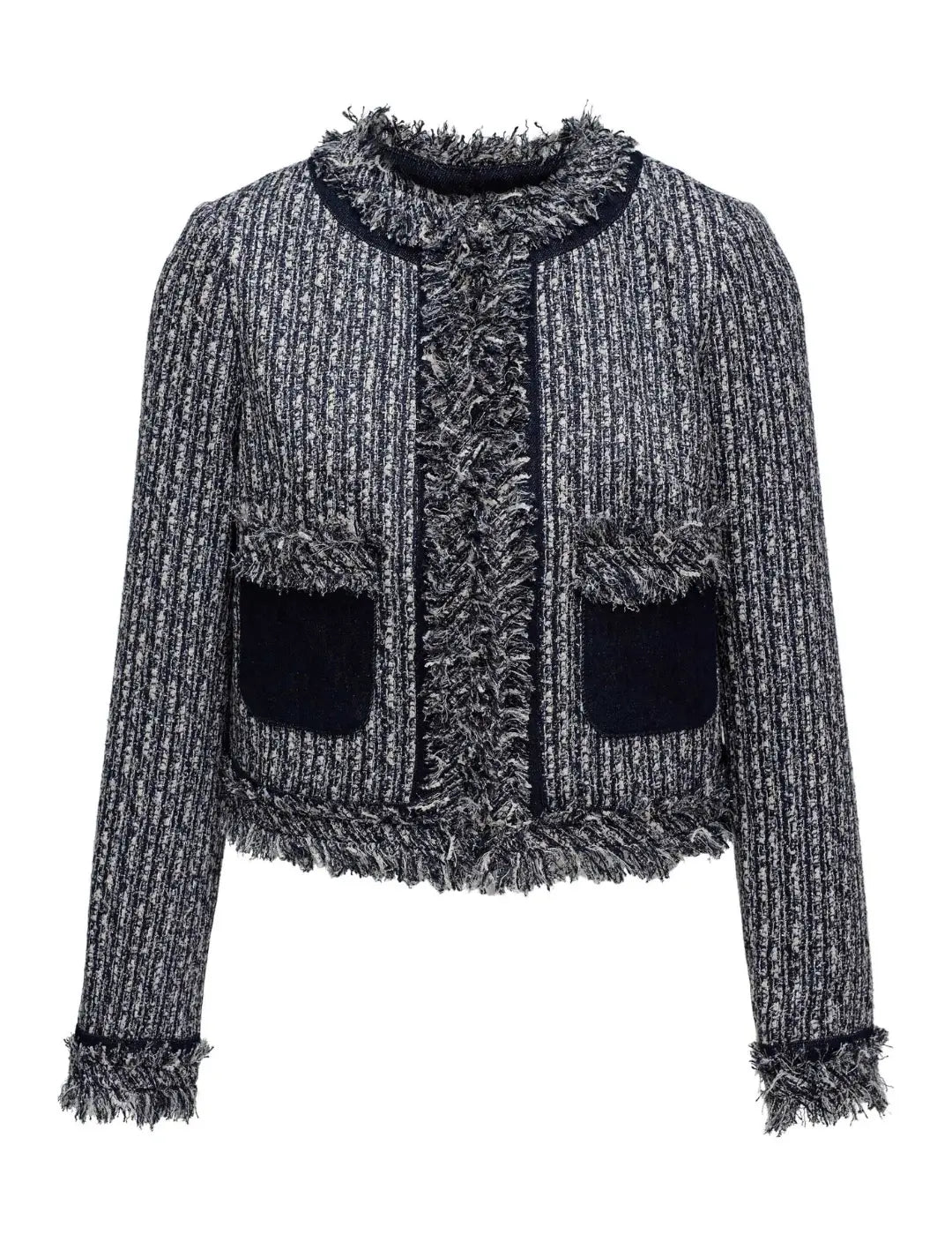 Chaqueta Tweed Salsa Jeans Flecos Azul | Bicos de Fío