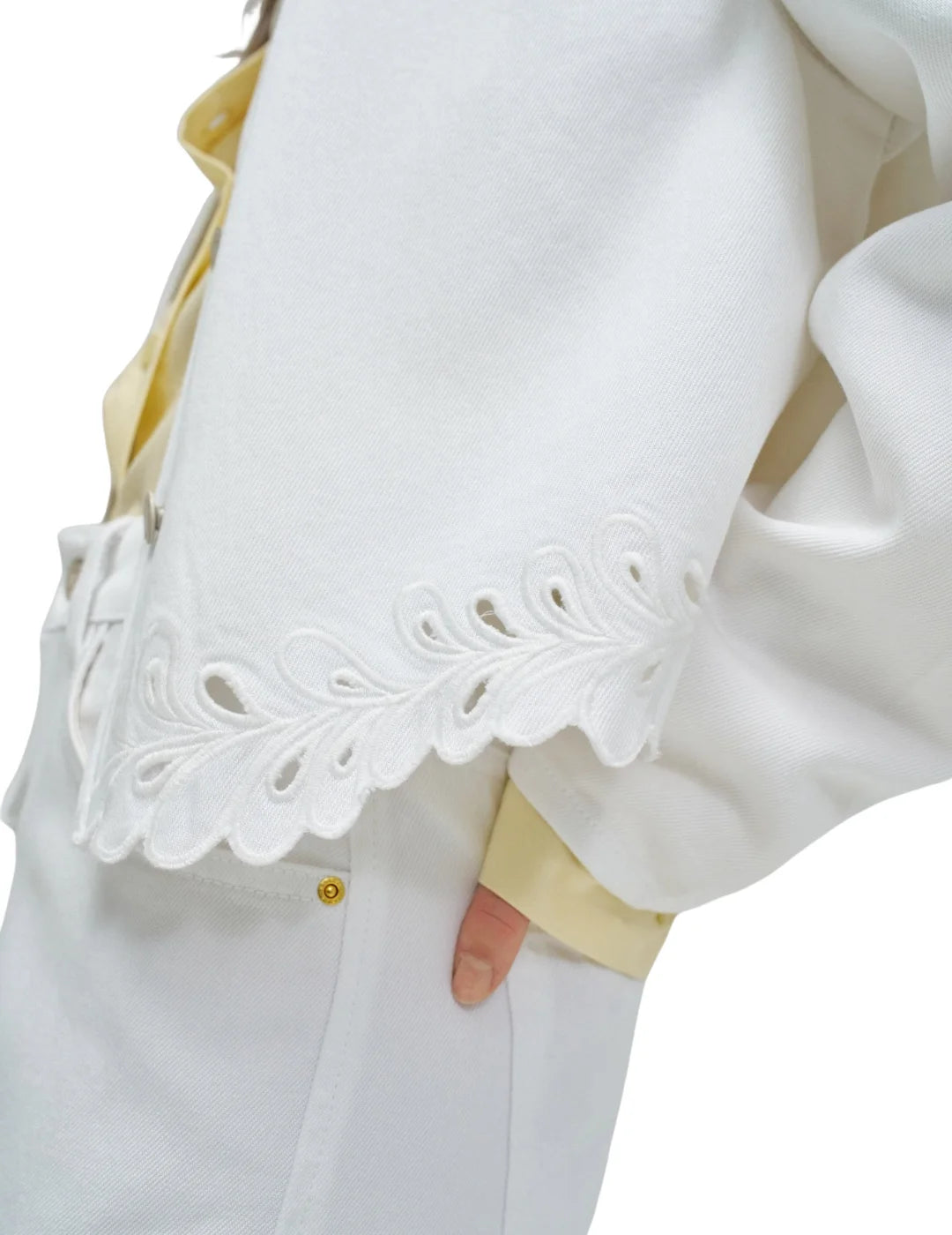 Chaqueta Vaquera Bordados Salsa Jeans Blanco | Bicos de Fío