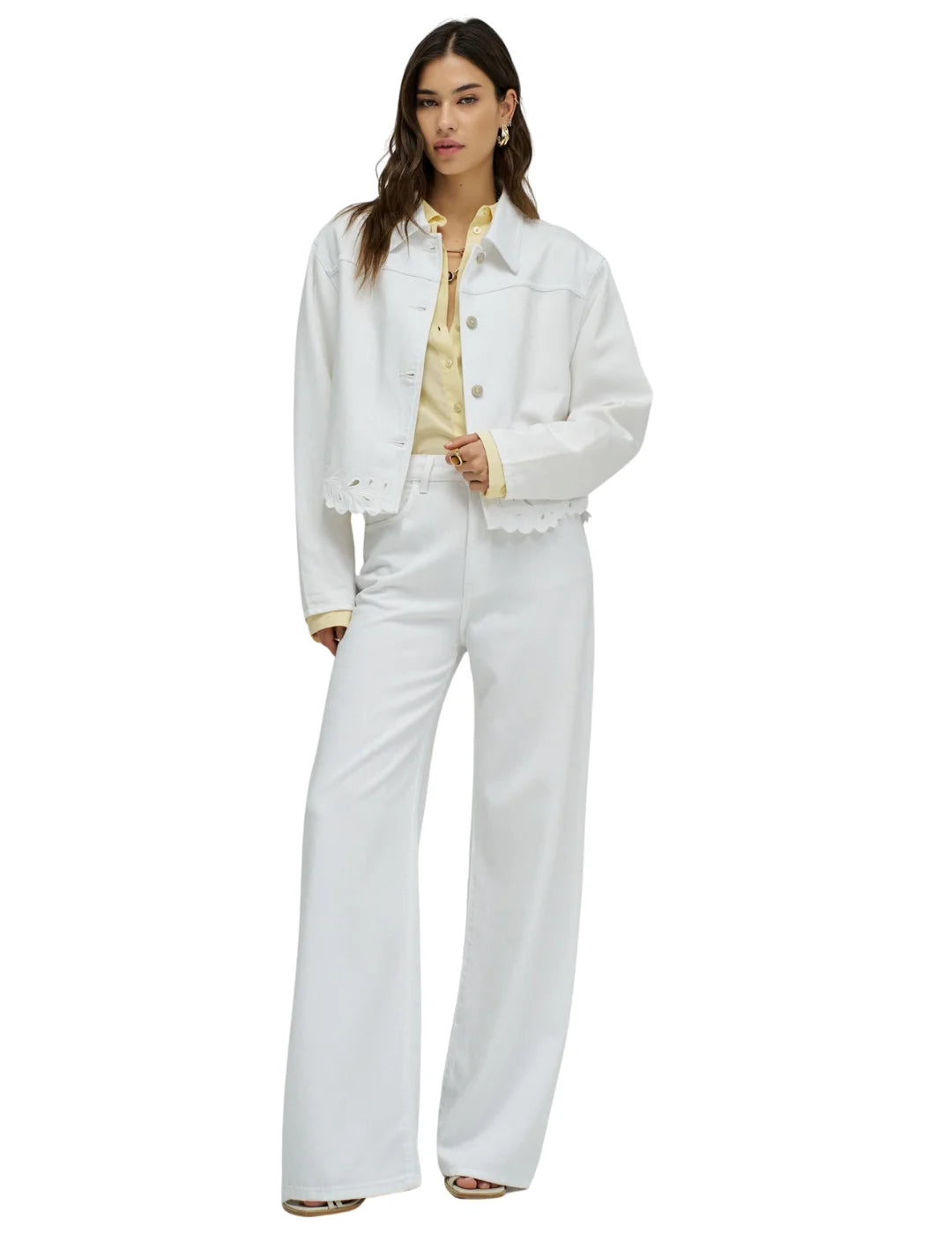Chaqueta Vaquera Bordados Salsa Jeans Blanco | Bicos de Fío