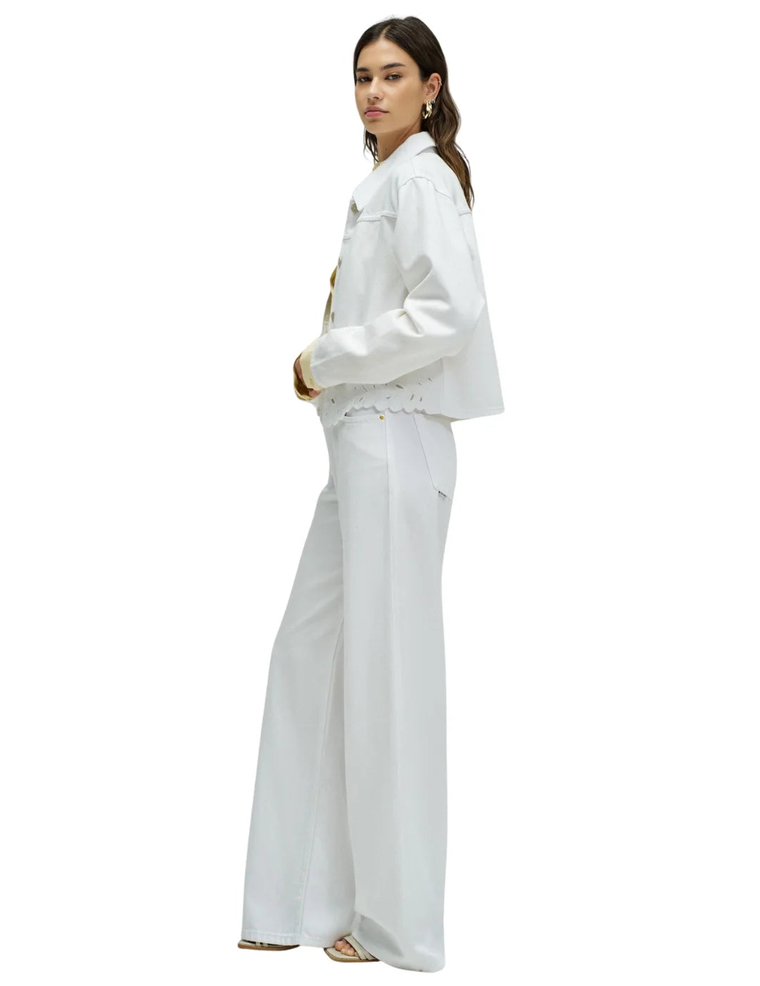 Chaqueta Vaquera Bordados Salsa Jeans Blanco | Bicos de Fío