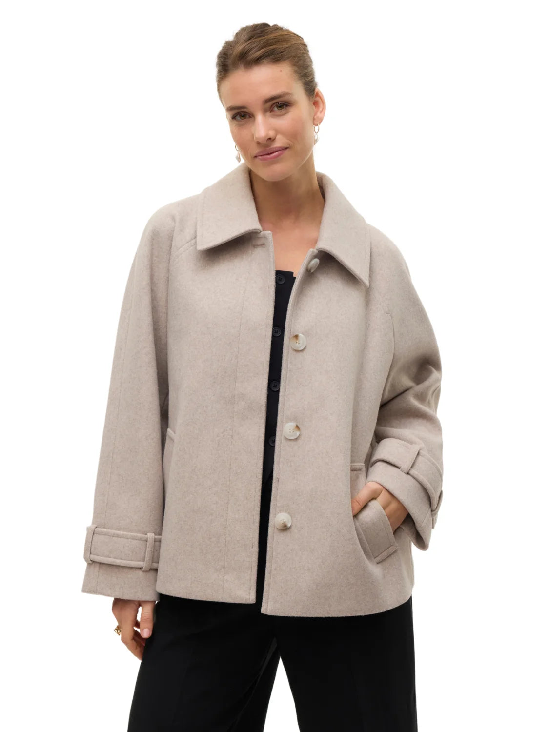 Chaqueta Paño Vero Moda Aware Beige | Bicos de Fío