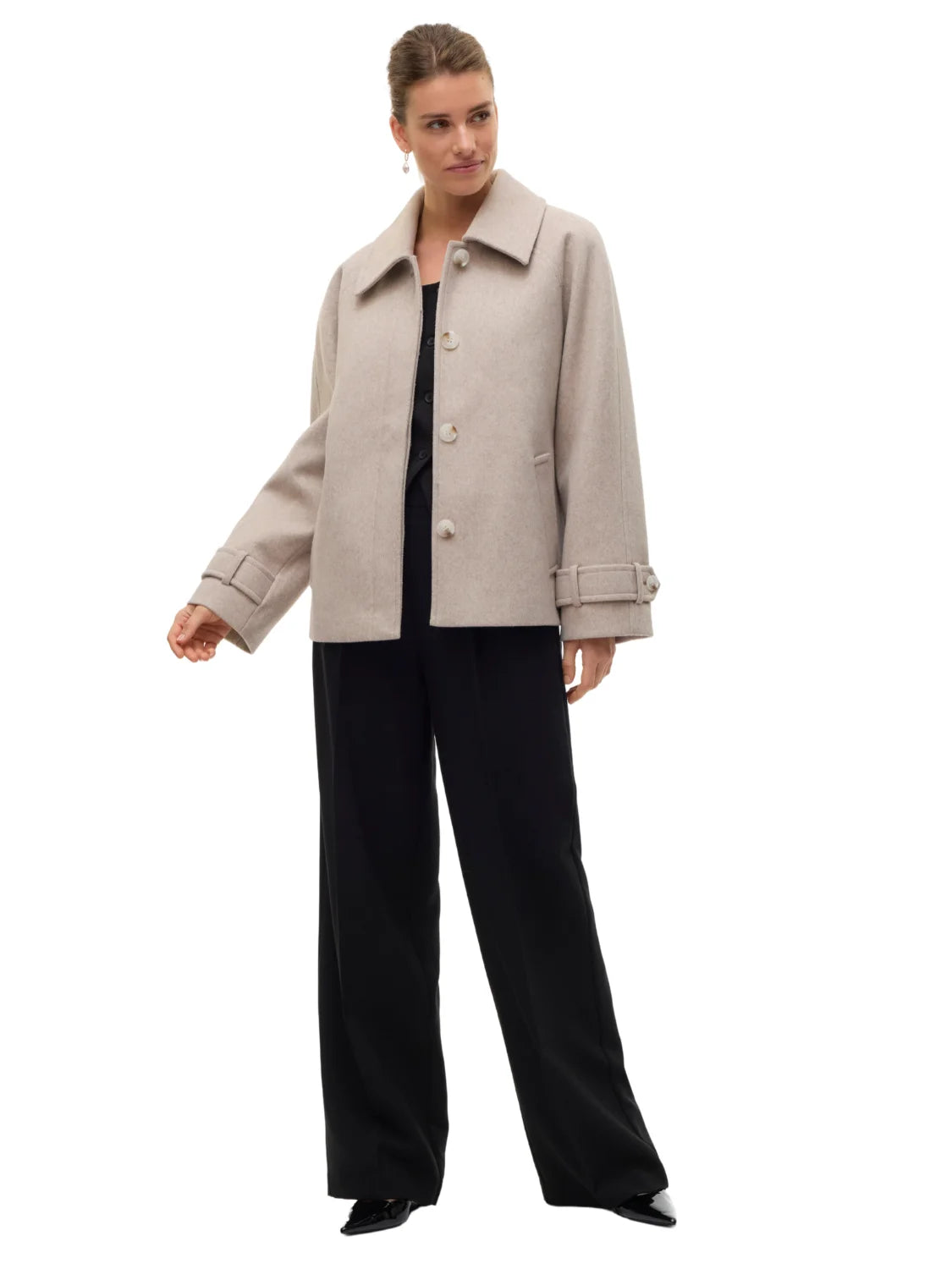 Chaqueta Paño Vero Moda Aware Beige | Bicos de Fío